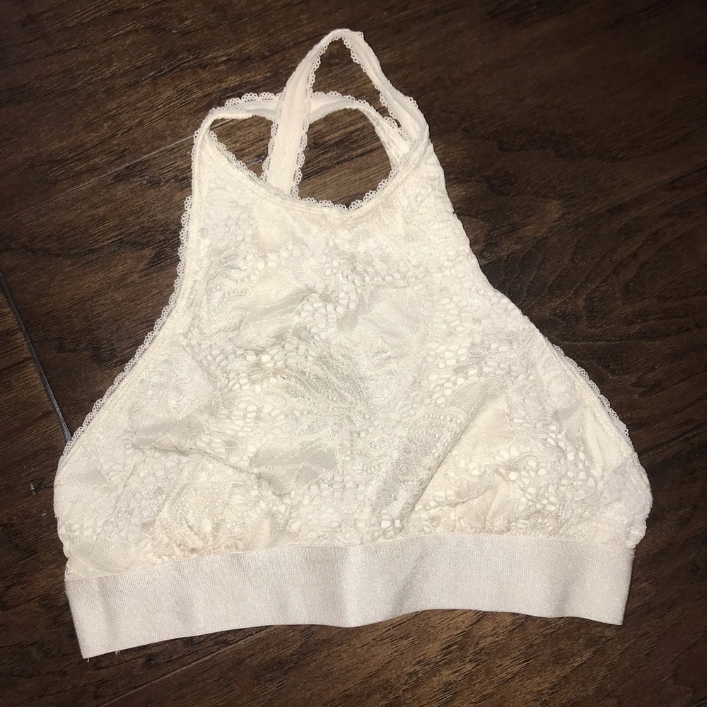 Urban Outfitters White High-Neck Lace Bralette